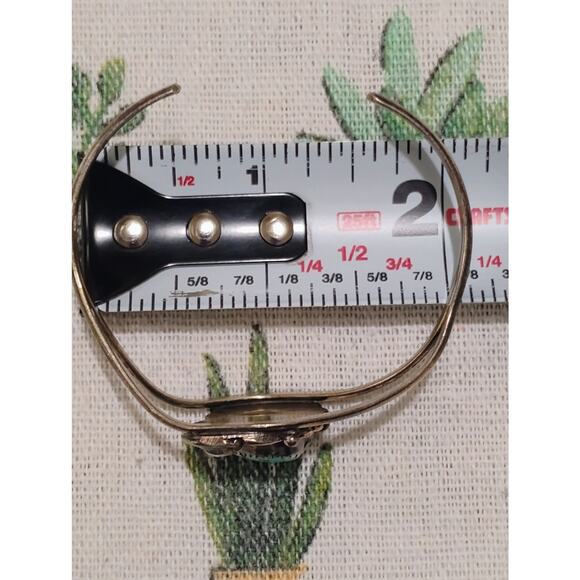 Vintage Native American Sterling Turquoise Cuff Bracelet - Picture 6 of 8